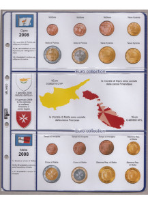 Foglio e tasche  per  monete in euro di Cipro e Malta 2008